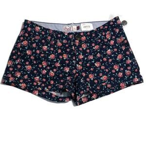 SO Womens Shorts Juniors Sz 5 Cuffed Shortie Low Rise Navy Floral Casual Shorts